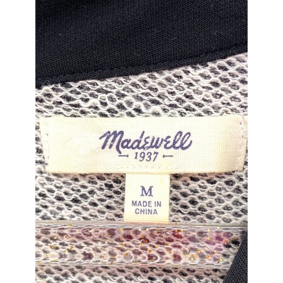 Madewell Size M Sweater‎ Dress Mini Knit Gray Black Crew Neck Long Sleeve Zip - Picture 5 of 7